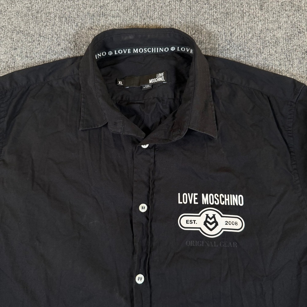Love Moschino Mens Black Original Gear Button Down Shirt XL CZ1263231